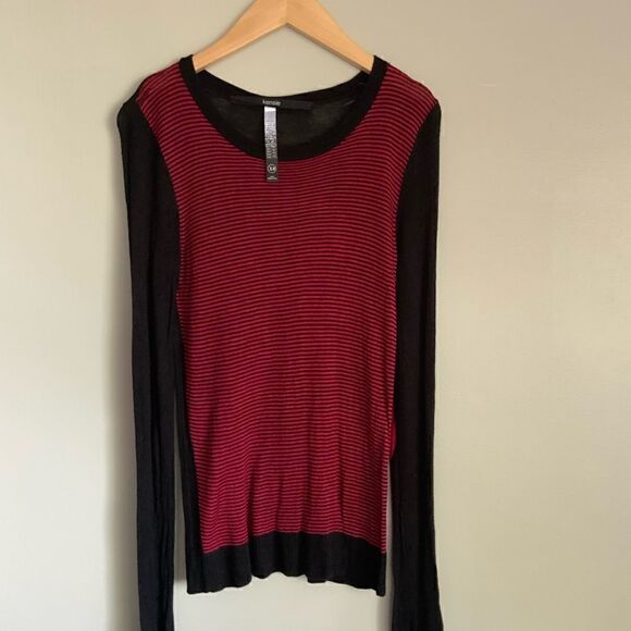 Kenzie Black and Red striped Lite Weight Sweater - Picture 8 of 15